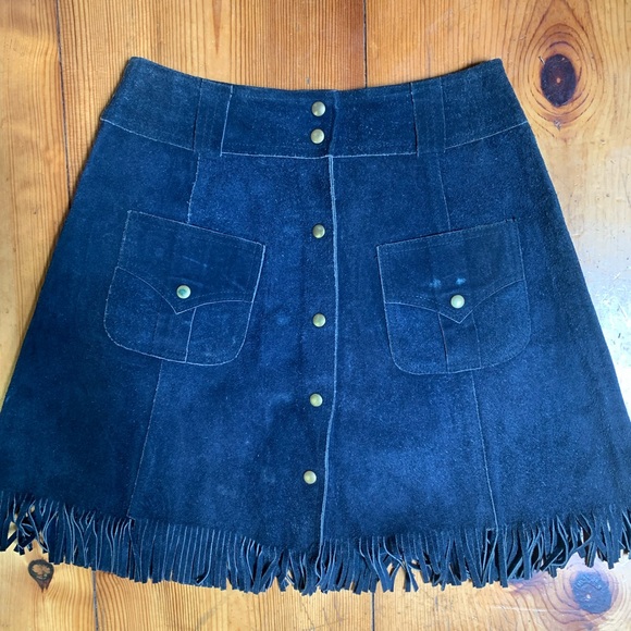 💔SOLD💔RARE Zig Zag San Francisco 1970s Suede Skirt - Picture 7 of 9